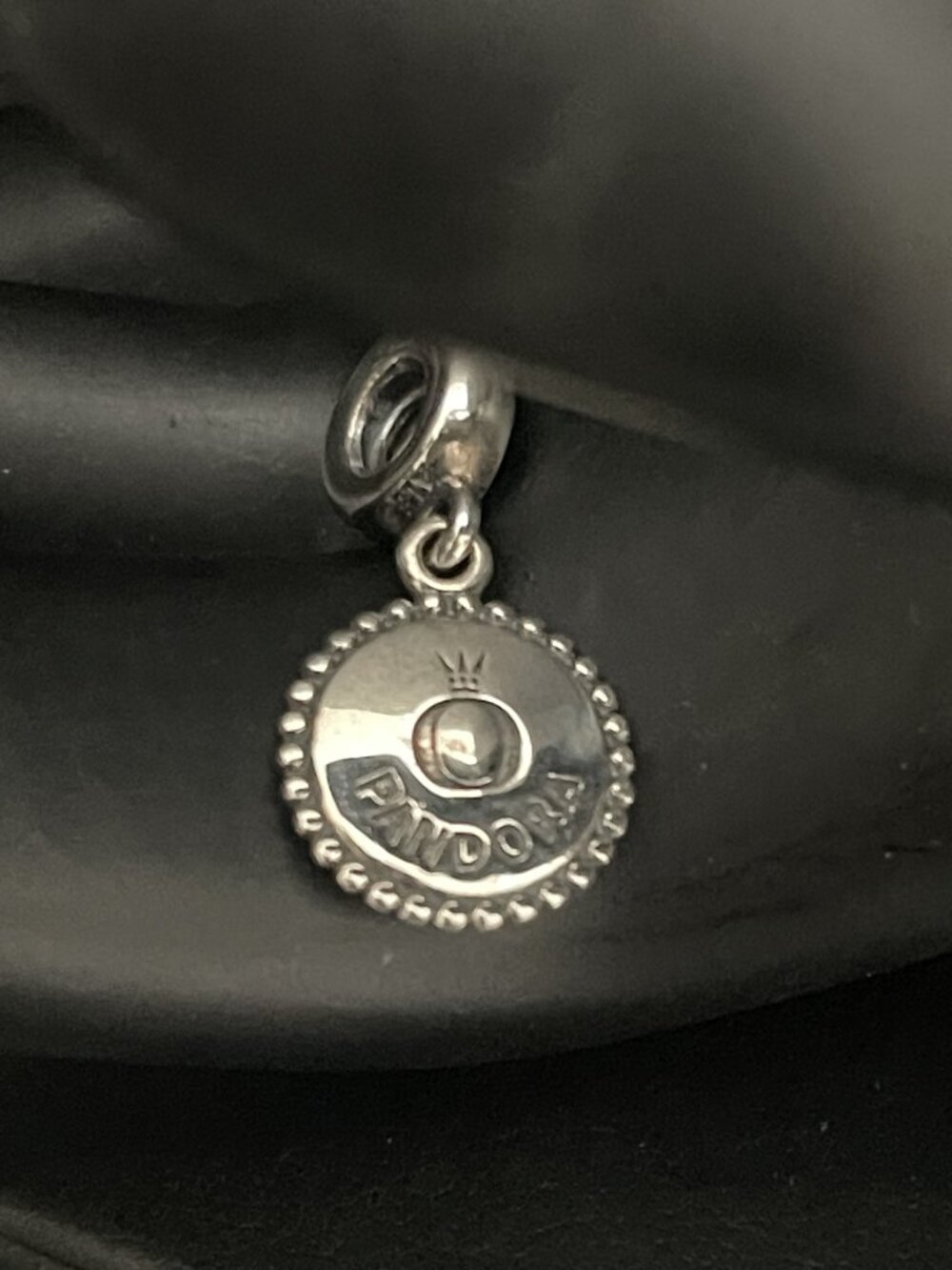 Pandora 925 Sterling Silver Crown “O” Logo Dangle Charm Beaded Edge